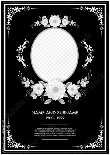 Memorial & Funeral Card Templates with flowers paper cut photo