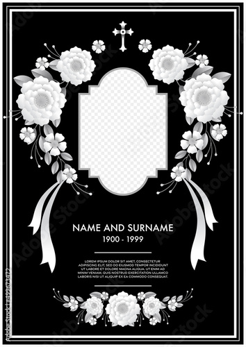 Memorial & Funeral Card Templates with flowers paper cut