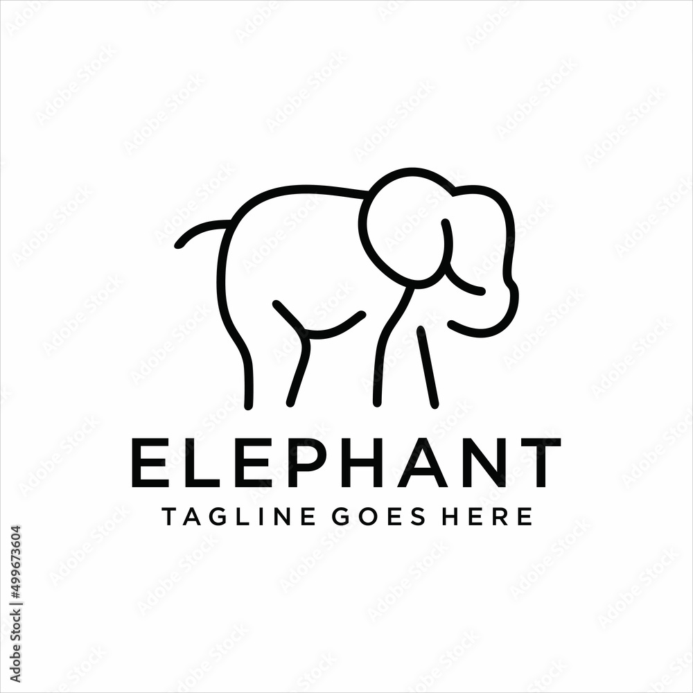 elephant logo or label. Line style logotype template. Easy to use business templates.