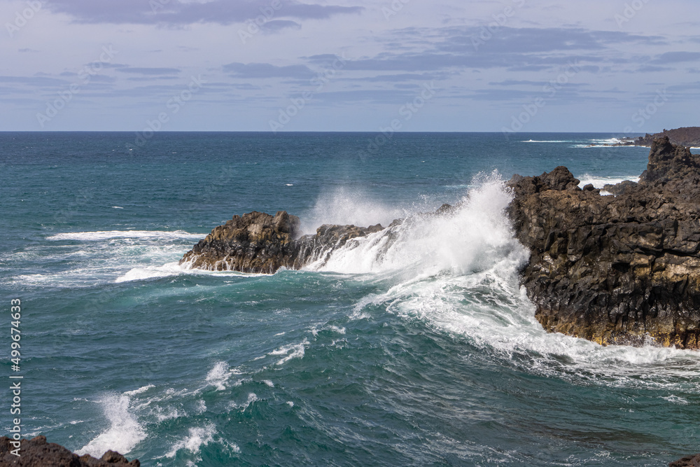 Cliffs of Los Hervideros on the island of Lanzarote, Canary Islands