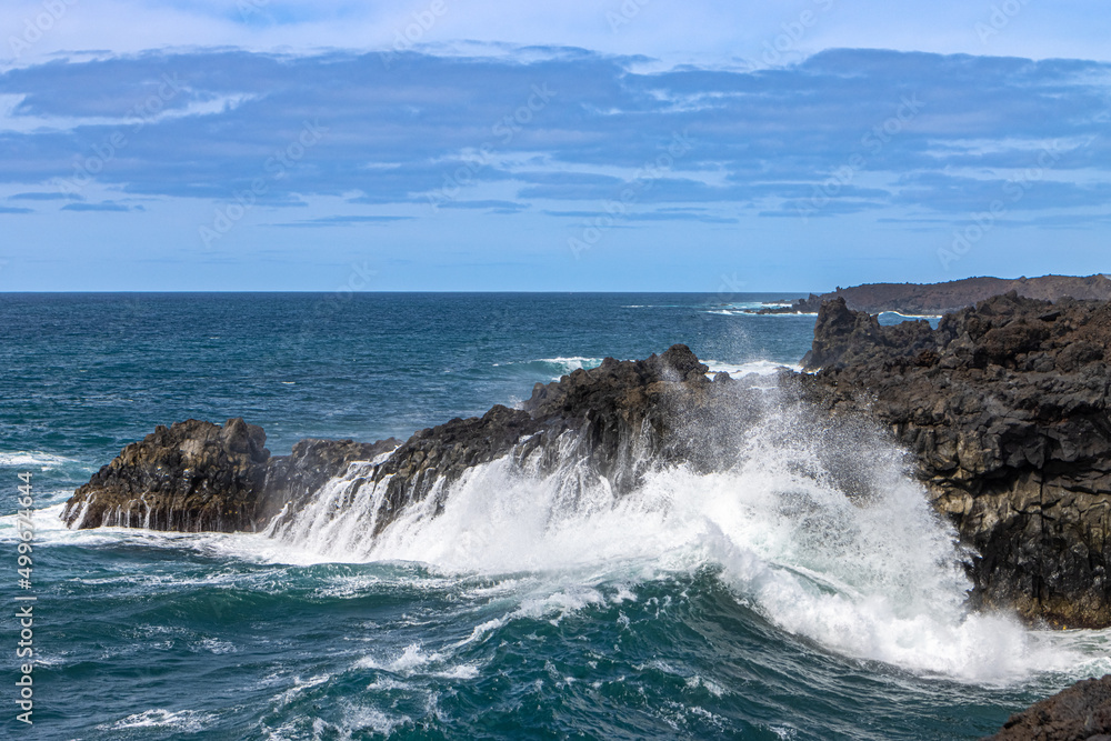 Cliffs of Los Hervideros on the island of Lanzarote, Canary Islands