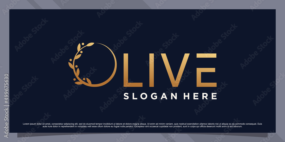Obraz premium Olive oil icon logo template with creative element