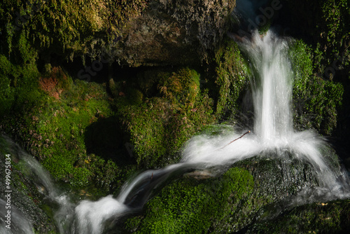 Small waterfall cleam mountain river photo