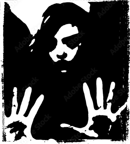 Let Me In / Stylized black and white horror vector art