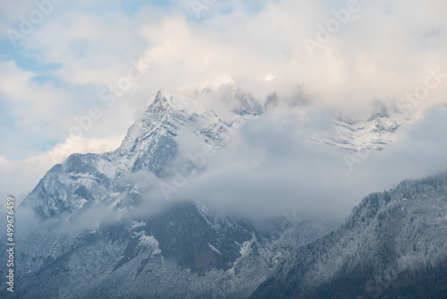 Snow covered alps in near Trimmis in Grison in Switzerland