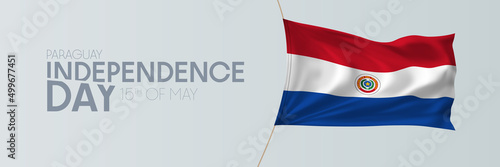Paraguay independence day vector banner, greeting card.