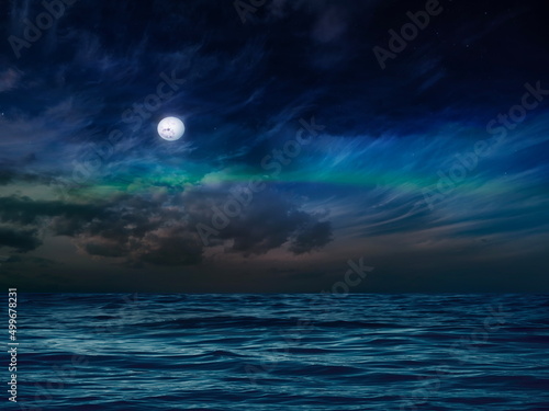  moon on starry sky  bright dark shiny  clear nebula star flares  fall background copy space template © Aleksandr