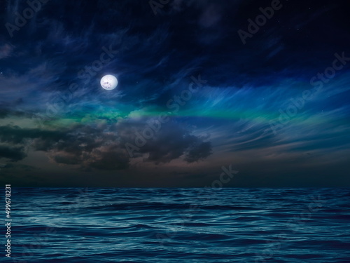  moon on starry sky bright dark shiny clear nebula star flares fall background copy space template