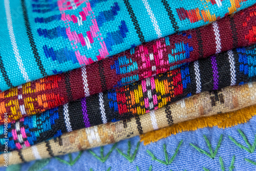 Canvas Print Colorful Mexican Weaved Fabrics of the San Cristobal Area
