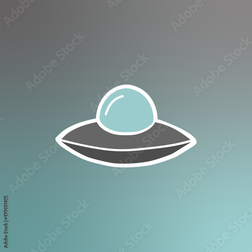 Ufo icon isolated on blue gradient background. Vector illustration.