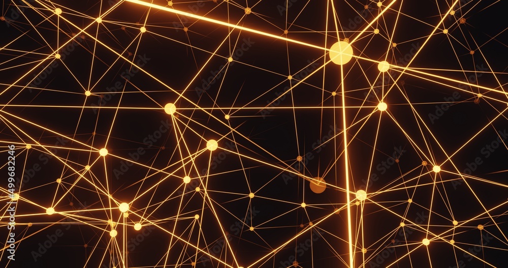 Gold wireframe sci-fi technology background. 3d rendering.	
