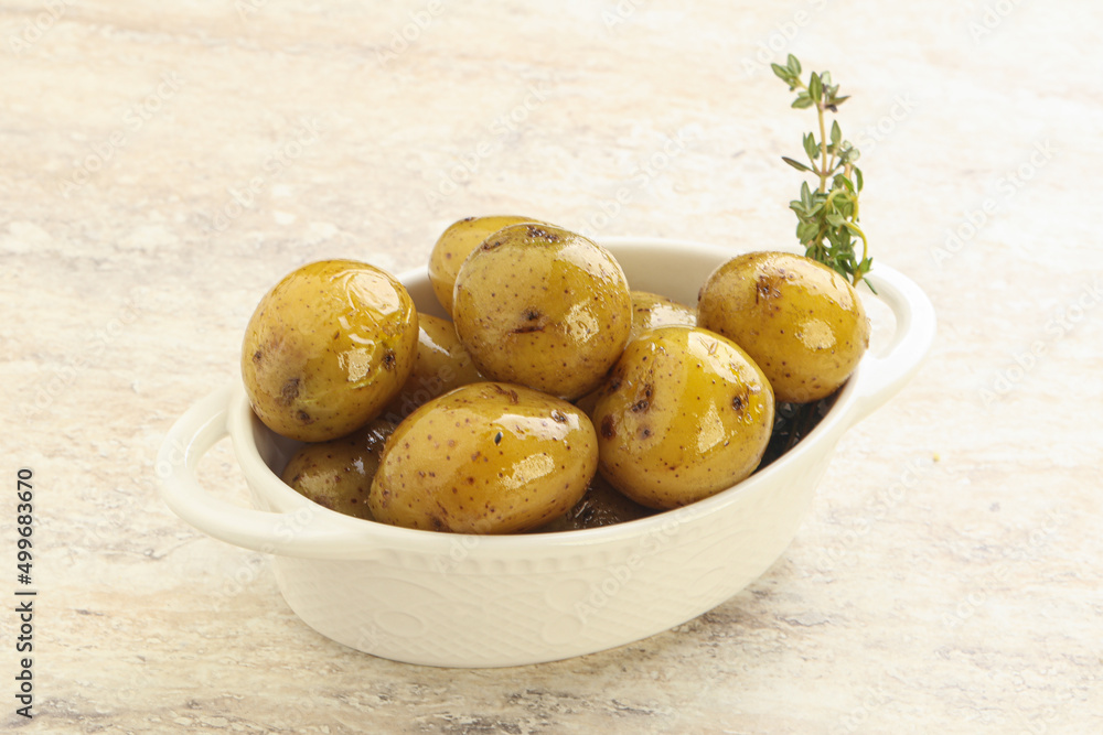 Boiled baby potato in the bowl Boiled baby potato in the bowl