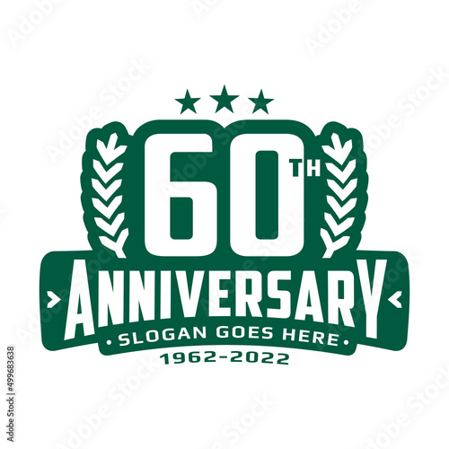 60 years anniversary logo design template. 60th anniversary celebration logotype. Vector illustration.
