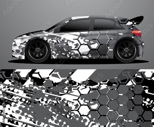 Rally car decal graphic wrap vector, abstract background
