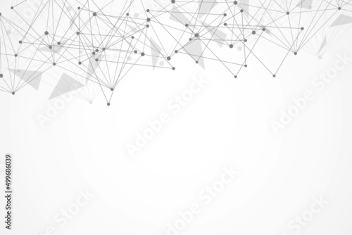 Geometric abstract background with connected line and dots. Structure molecule and communication. Big Data Visualization. Medical, technology, science background. illustration.