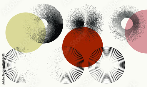 Glitch distorted geometric shape . Minimal art design . Noise destroyed circle logo . Trendy defect error shapes . Glitched frame .Broken effect .Grunge texture . Distressed element .vector 