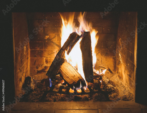 fire in the fireplace
