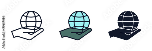 global solution icon symbol template for graphic and web design collection logo vector illustration