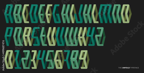 Illustrative folding effect alphabet and numbers.