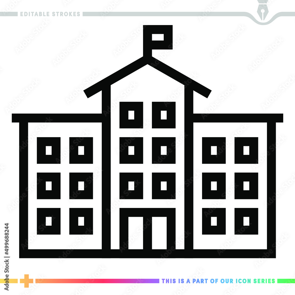 Line icon for school building illustrations with editable strokes. This vector graphic has customizable stroke width. Line icon for school building illustrations with editable strokes. This vector graphic has customizable stroke width.