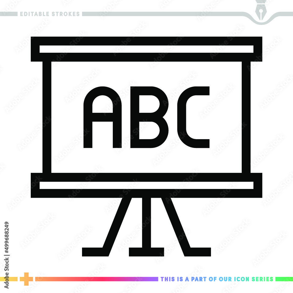Line icon for primary school education illustrations with editable strokes. This vector graphic has customizable stroke width.
