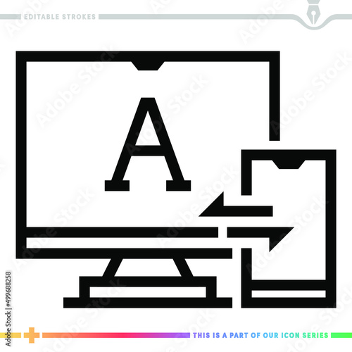Line icon for quiz program sync illustrations with editable strokes. This vector graphic has customizable stroke width.
