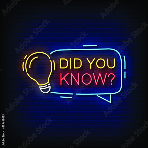 Did You Know Neon Signs Style Text Vector
