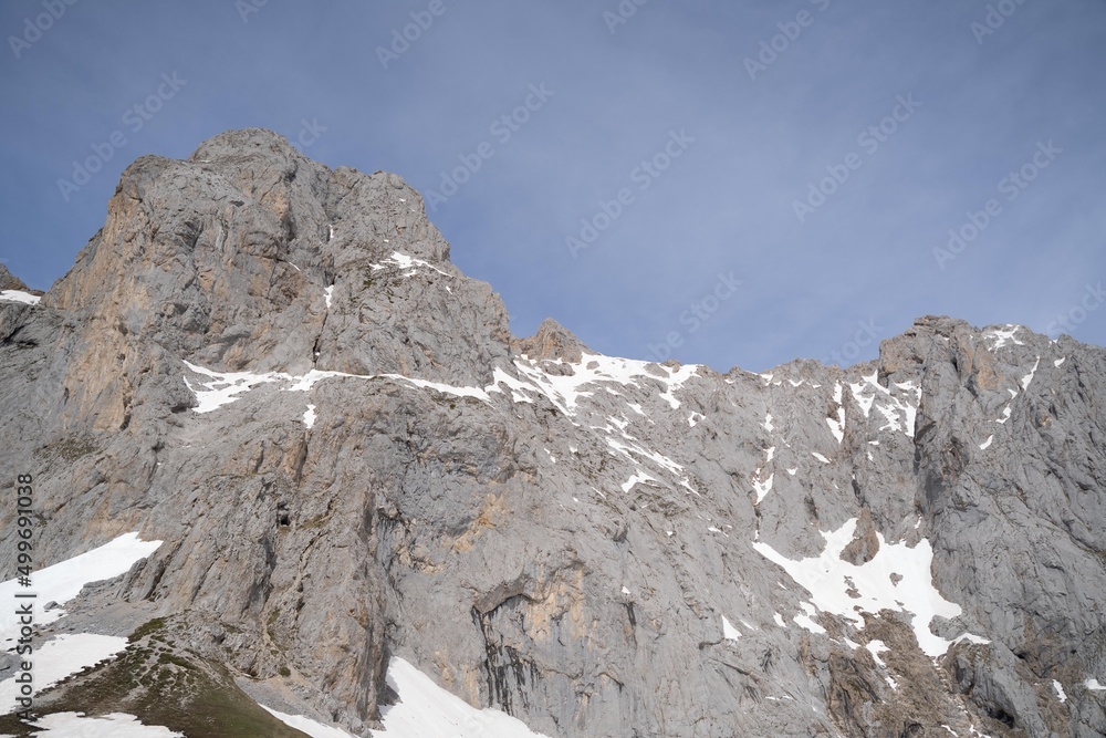 mountain landscape in Picos de Europa Natural Park in winter