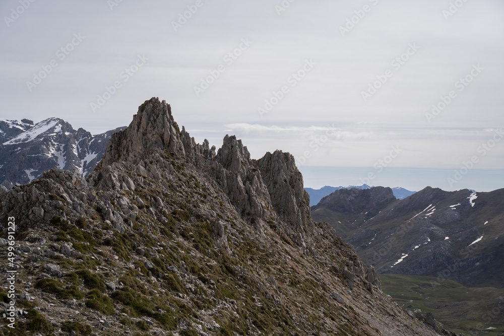 mountain landscape in Picos de Europa Natural Park in winter