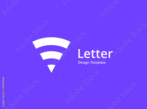 Letter V with wi-fi logo icon design template elements
