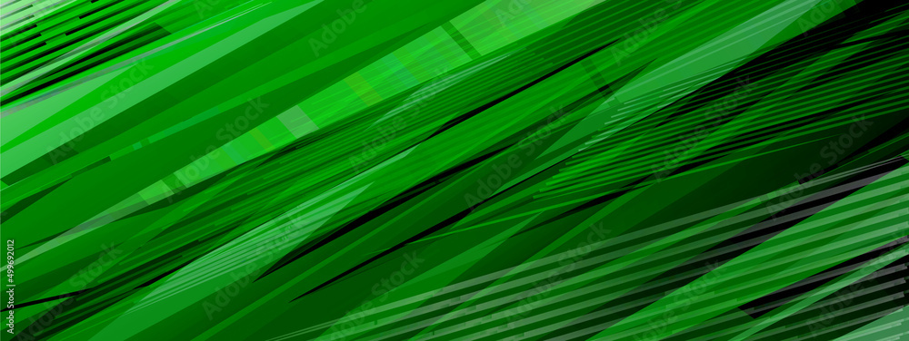 Dark green abstract dynamic rectangular banner. Lines, angular shapes Dark green abstract dynamic rectangular banner. Lines, angular shapes
