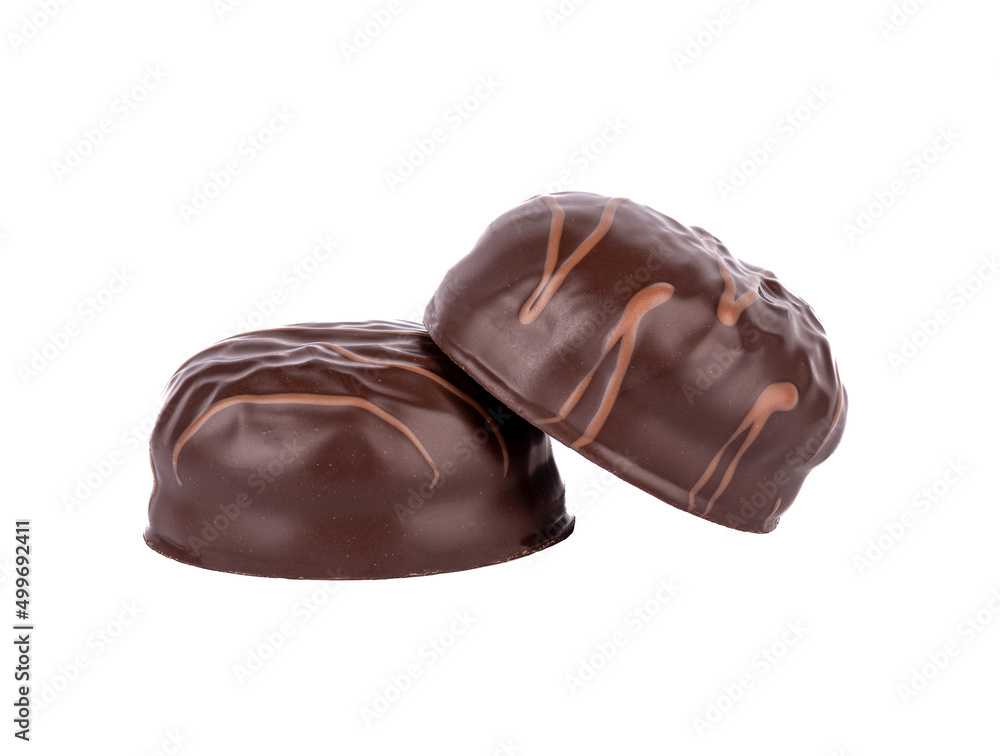 Two souffles in chocolate isolated on white background. Two souffles in chocolate isolated on white background.