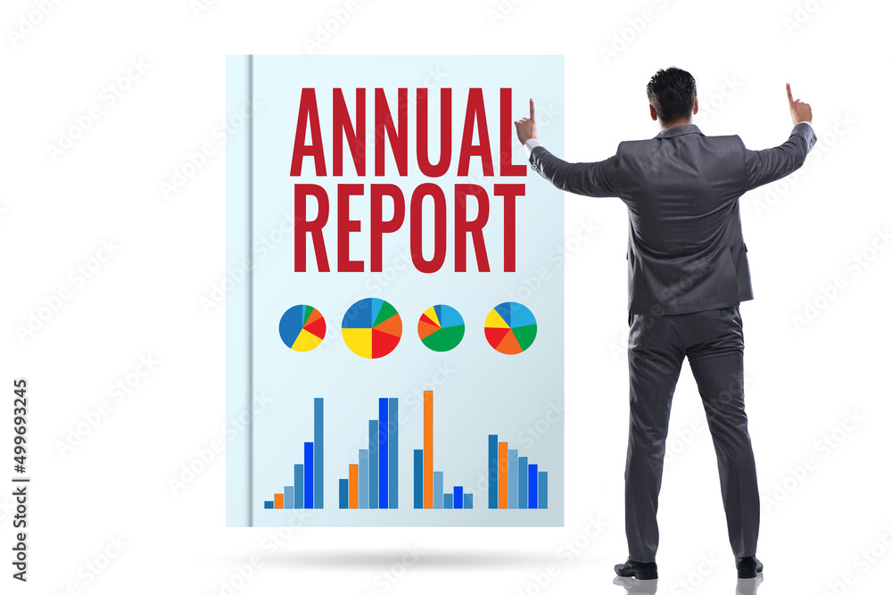 Businessman in annual report concept Businessman in annual report concept