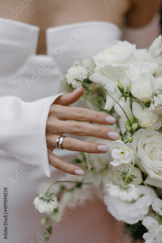 Wedding buquet in bride hands