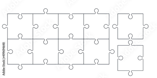 black outline from puzzles, smooth geometry, all elements are disassembled and isolated, vector graphics