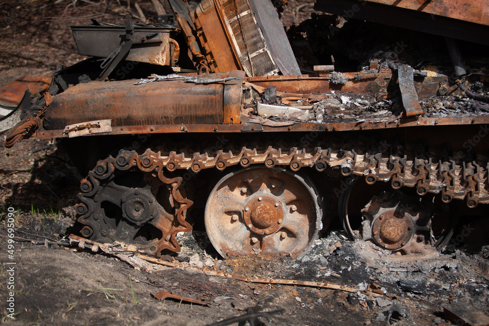 Burnt Russian tank in Ukraine