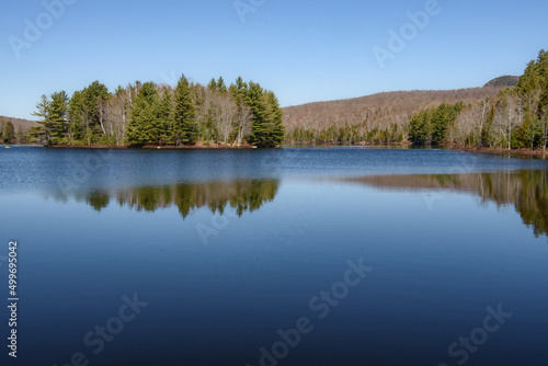 In spring, beautiful lake in the Canadian in the province of Quebec