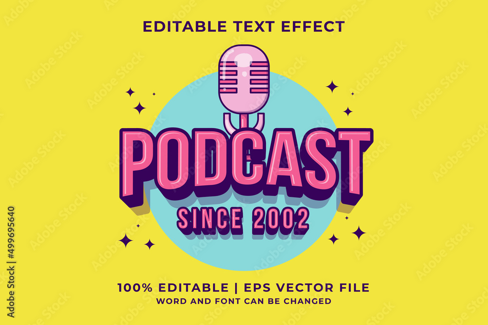 Editable text effect Podcast Logo 3d Cartoon template style premium ...