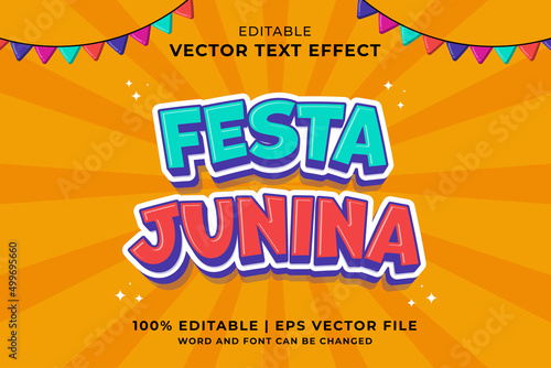 Editable text effect Festa Junina 3d Cartoon template style premium vector