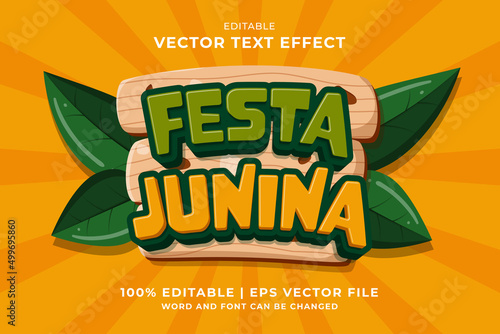 Editable text effect Festa Junina 3d Cartoon template style premium vector