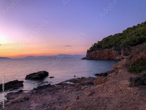 Beautiful sunset at the seaside, Greece