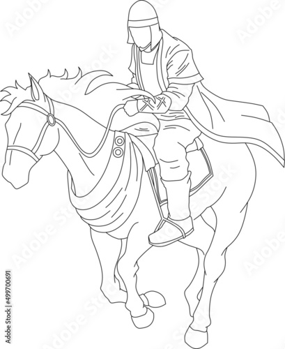 Fototapeta Naklejka Na Ścianę i Meble -  vector image of knight on horseback.