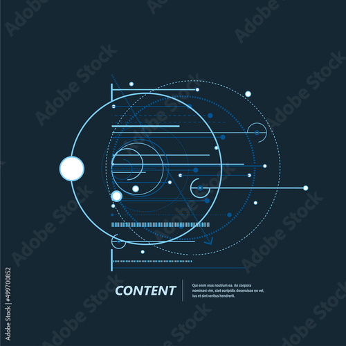 Vector circles design connection. Graphic abstract technology background. Lines connect pattern. Digital dot element