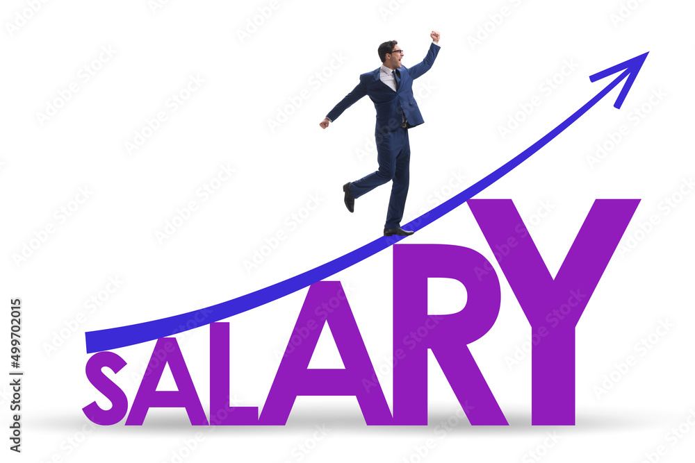 Salary increase concept with businessman Salary increase concept with businessman