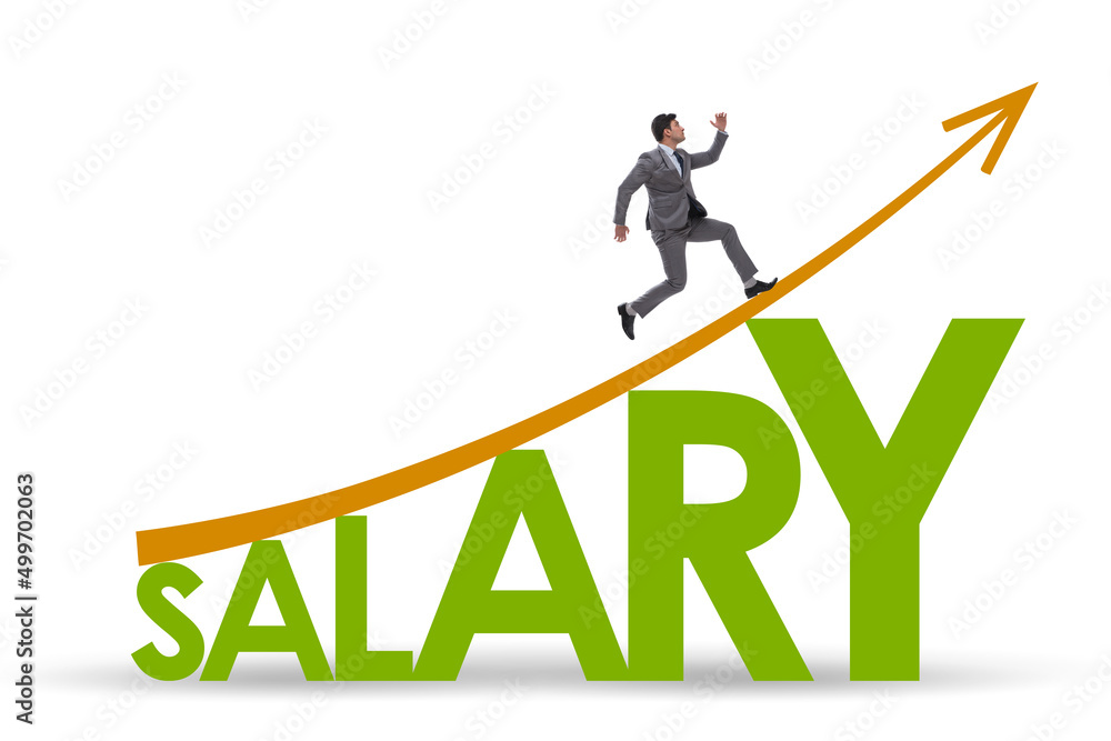 Salary increase concept with businessman Salary increase concept with businessman