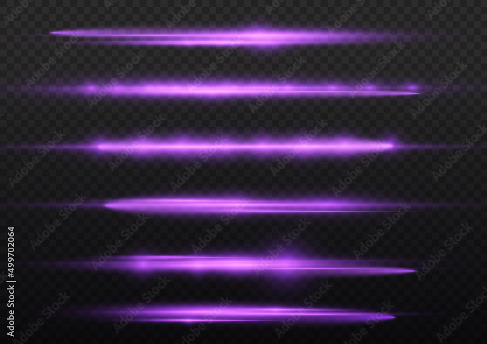 Purple glow line, violet horizontal light rays