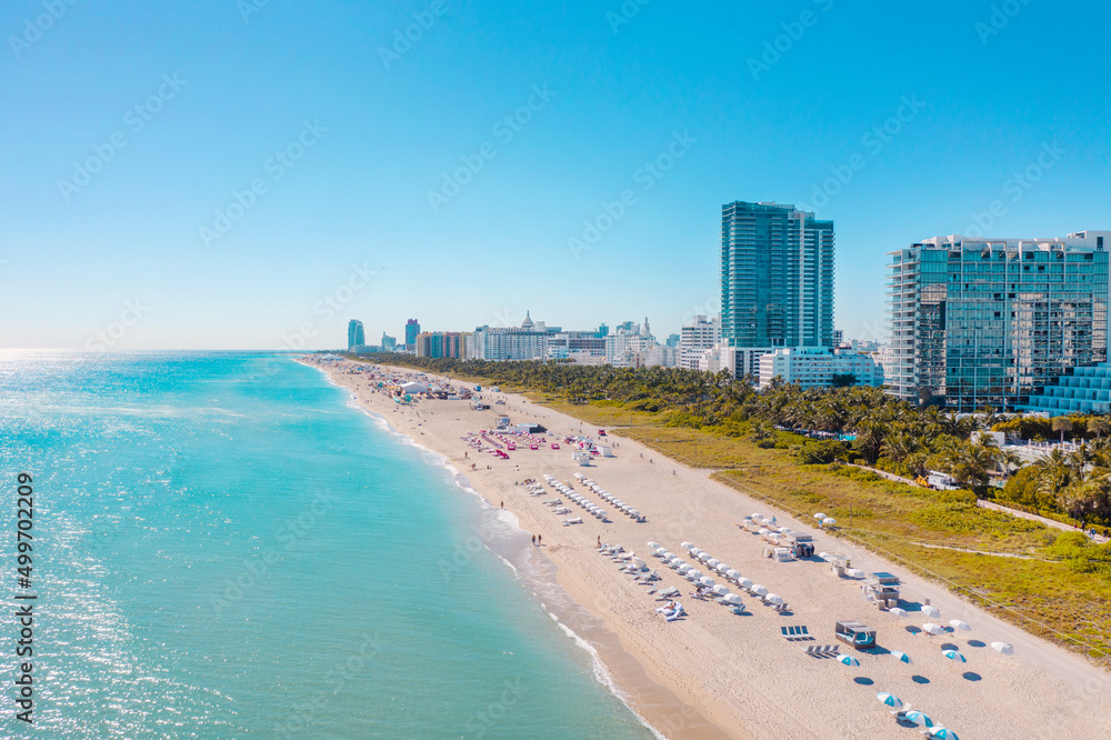 Panoramic view of South Beach in Miami Beach Florida
