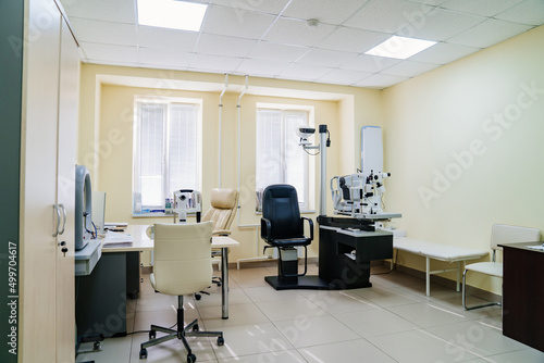 interior of a modern ophthalmological office in an optics store or clinic. 