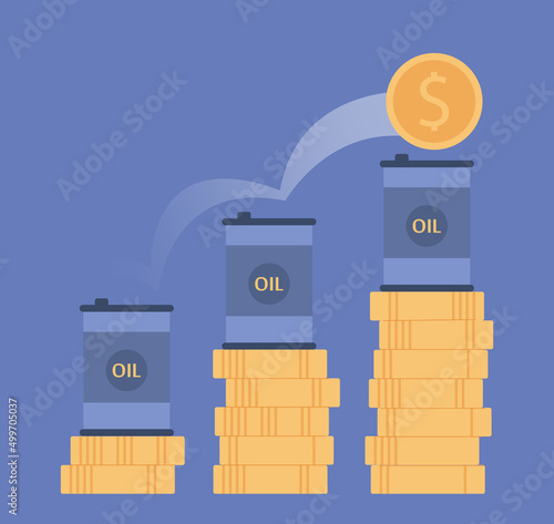 Oil price rising up. Crude oil commodity price growth, high demand