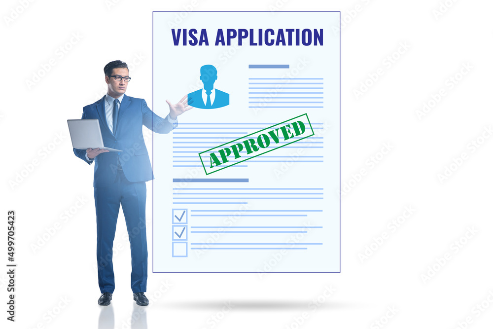 Visa application concept with businessman Visa application concept with businessman